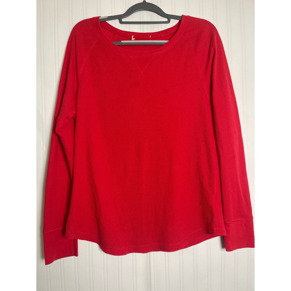 Faded Glory VTG Y2K Thermal Waffle Knit Top Men's Size L Red Grunge Skater 90s